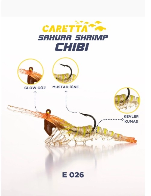 Caretta Sakura Shrimp Chibi 5 cm 3.7 gr Silikon Karides