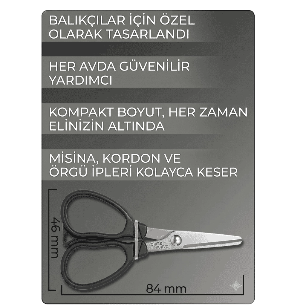 Daiichiseiko MC Scissors 25 Black (Siyah) Balıkçı Makası