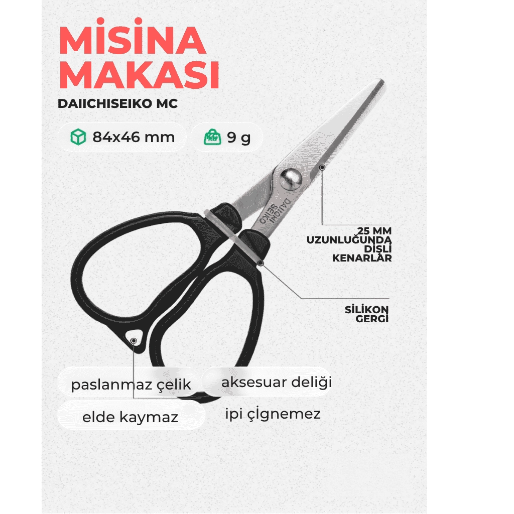 Daiichiseiko MC Scissors 25 Black (Siyah) Balıkçı Makası