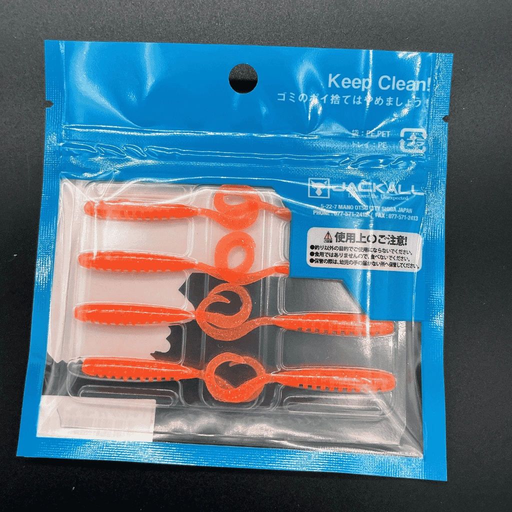 Jackall Tide Curly 2’’ (5 cm) Glow Orange Gold Flake Silikon Yem