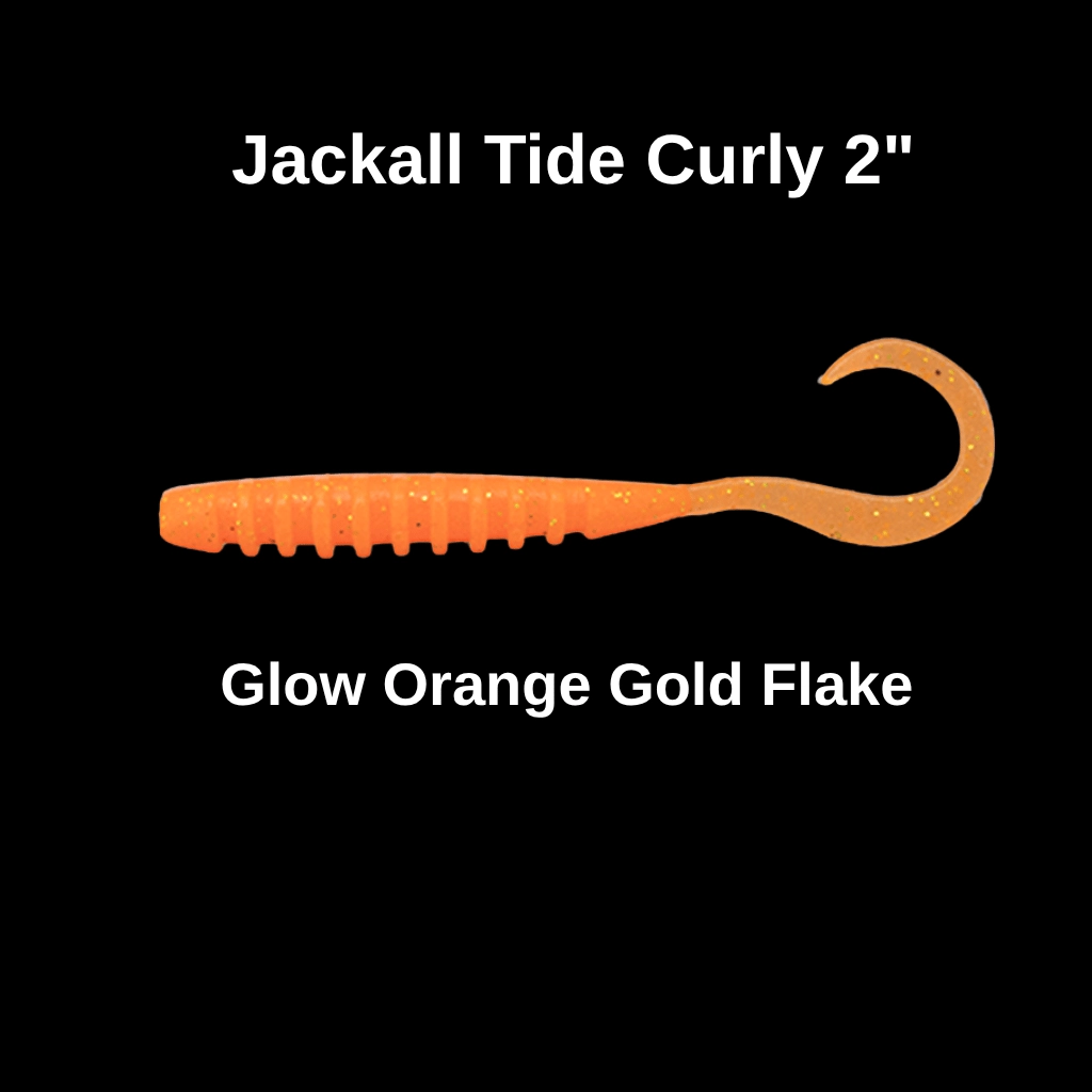 Jackall Tide Curly 2’’ (5 cm) Glow Orange Gold Flake Silikon Yem