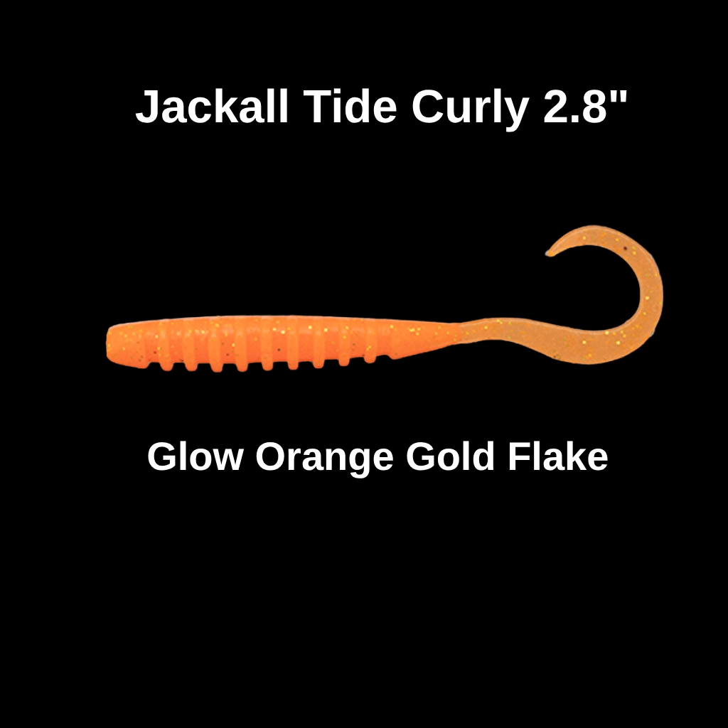 Jackall Tide Curly 2.8’’ (7.1 cm) Glow Orange Gold Flake Silikon Yem