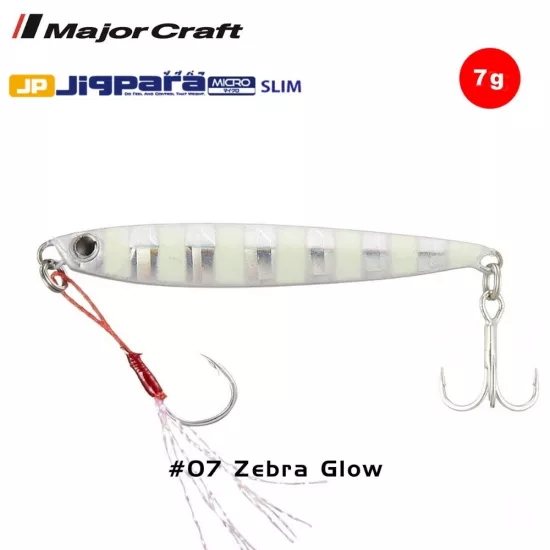 Major Craft Jigpara Micro Slim JPMSL-7gr 50mm #07 Zebra Glow
