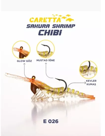 Caretta Sakura Shrimp Chibi 5 cm 3.7 gr Silikon Karides