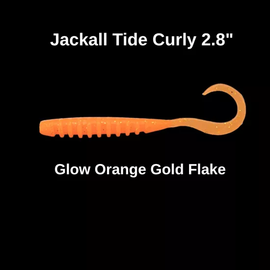 Jackall Tide Curly 2.8’’ Glow Orange Gold Flake Silikon