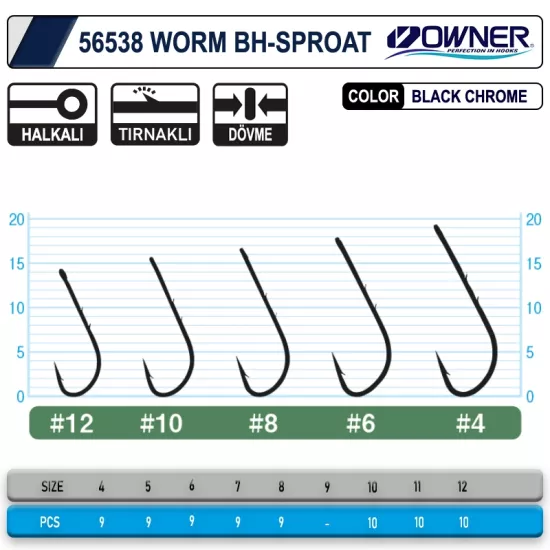 Owner 56538 Worm Bh-Sproat Black Chrome İğne