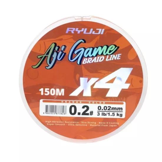 Ryuji Aji Game 4x 150 Mt Orange İp Misina 0.02 mm