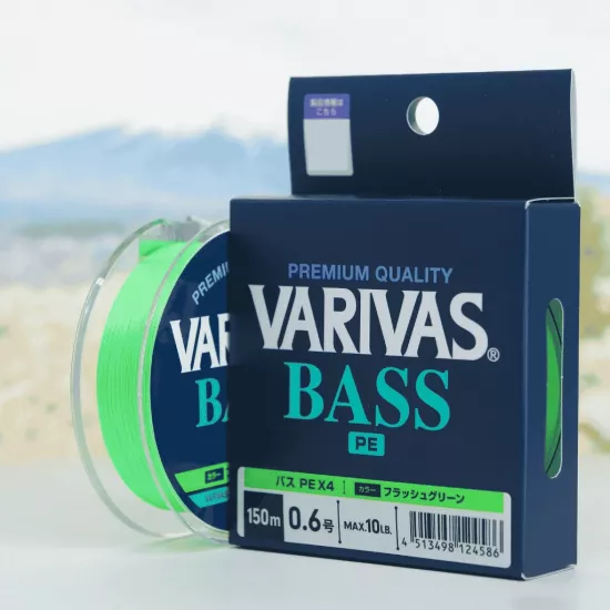 Varivas Bass PE X4 150m #0.6 4.5kg Flash Green