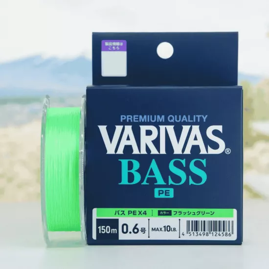 Varivas Bass PE X4 150m #0.6 4.5kg Flash Green