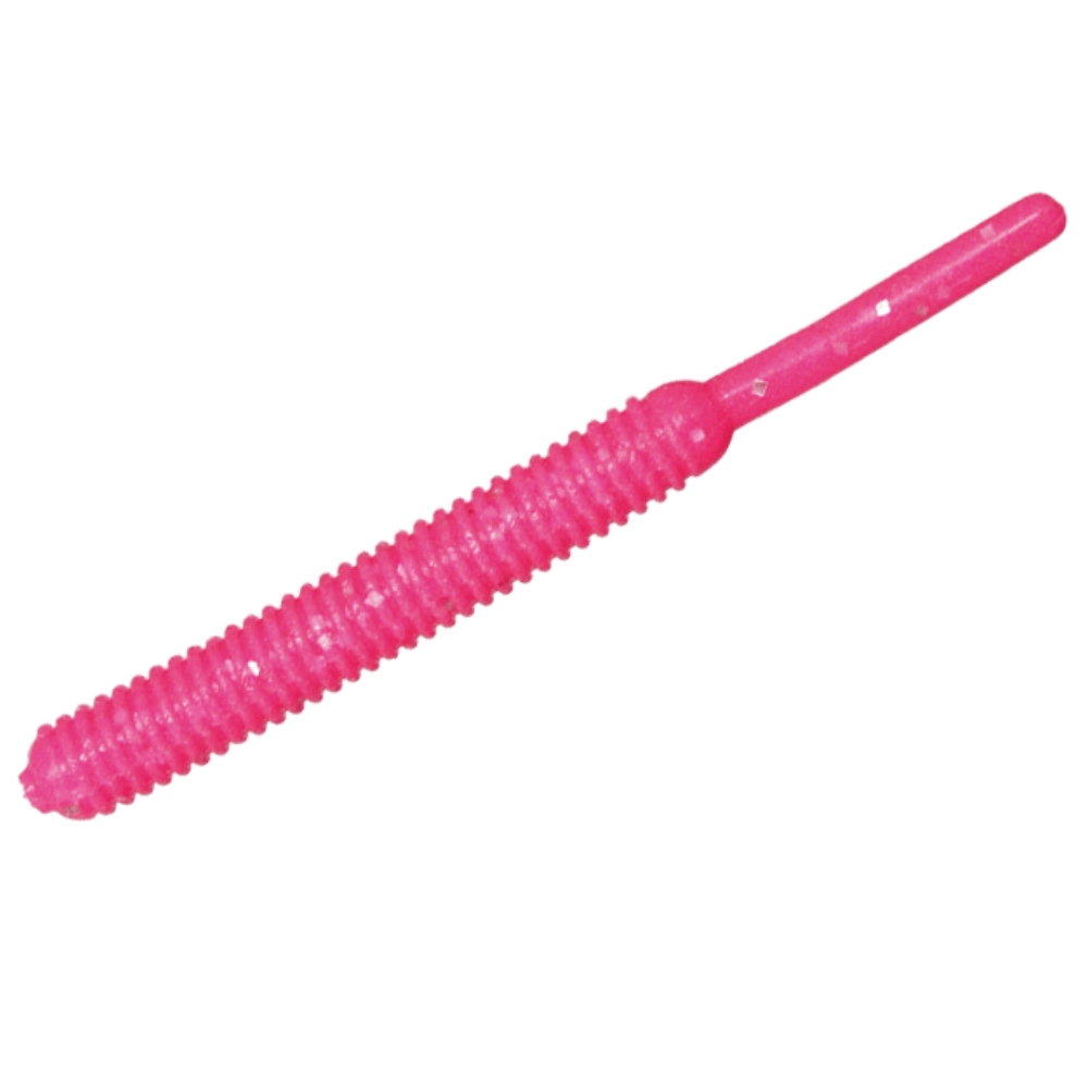 Smith Screw Tail Grub 1.5’’ Super Glow GF824 Glow Pink/Silver Glitter Silikon Yem
