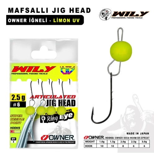 Wily Jig Head Mafsallı Owner İğneli - Lİmon